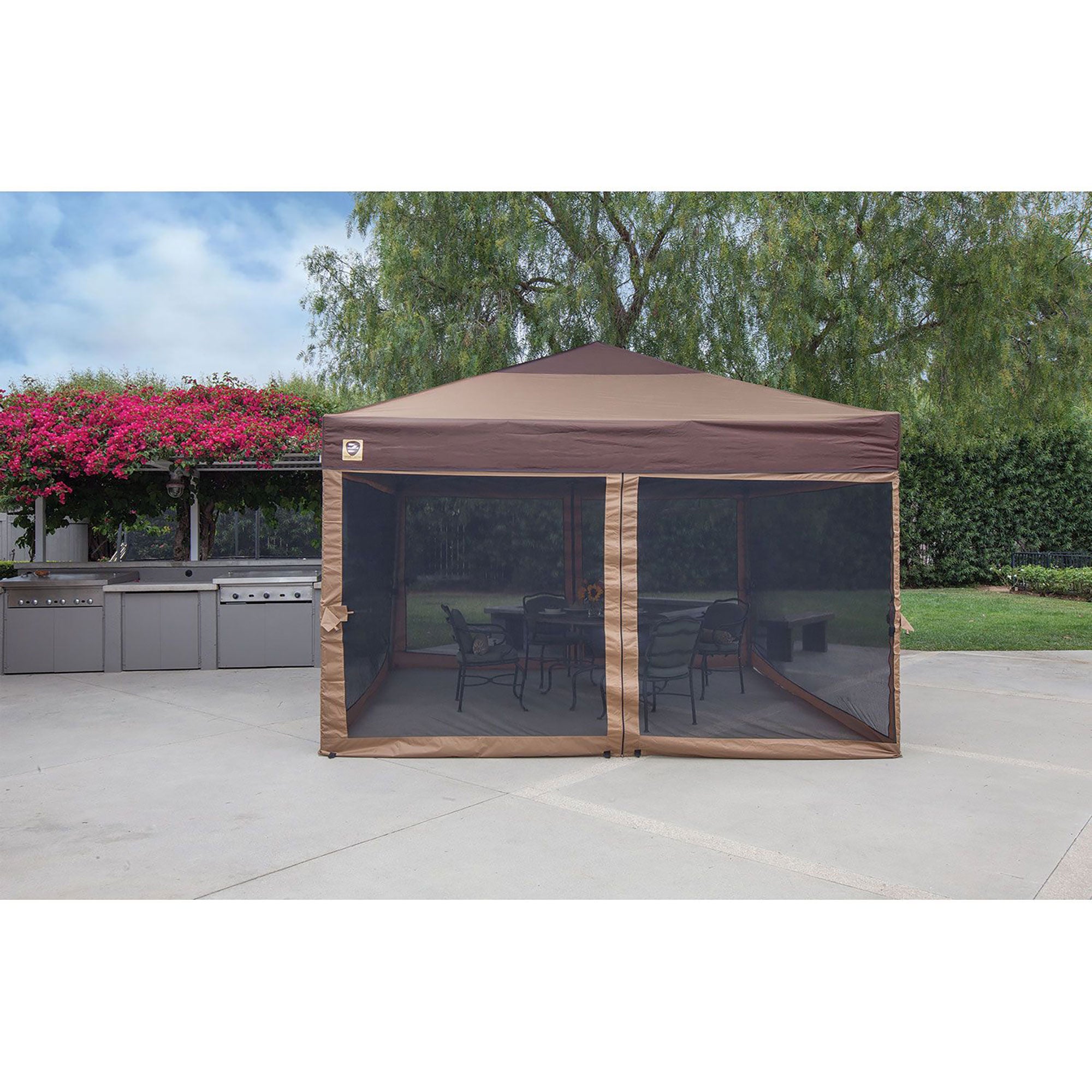 Z- Shade 10Ft x 10Ft Lawn and Garden Outdoor Portable Canopy with Skirts, Tan - VMInnovations