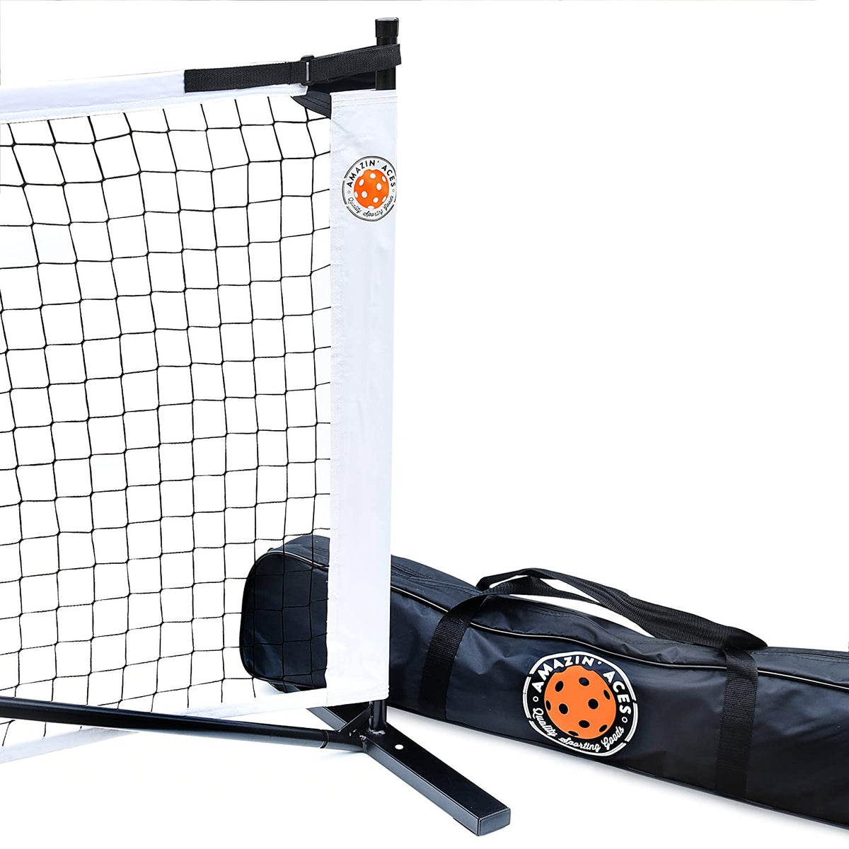 Amazin' Aces Portable Pickleball Net with Easy Snap Metal Frame and Carry Bag