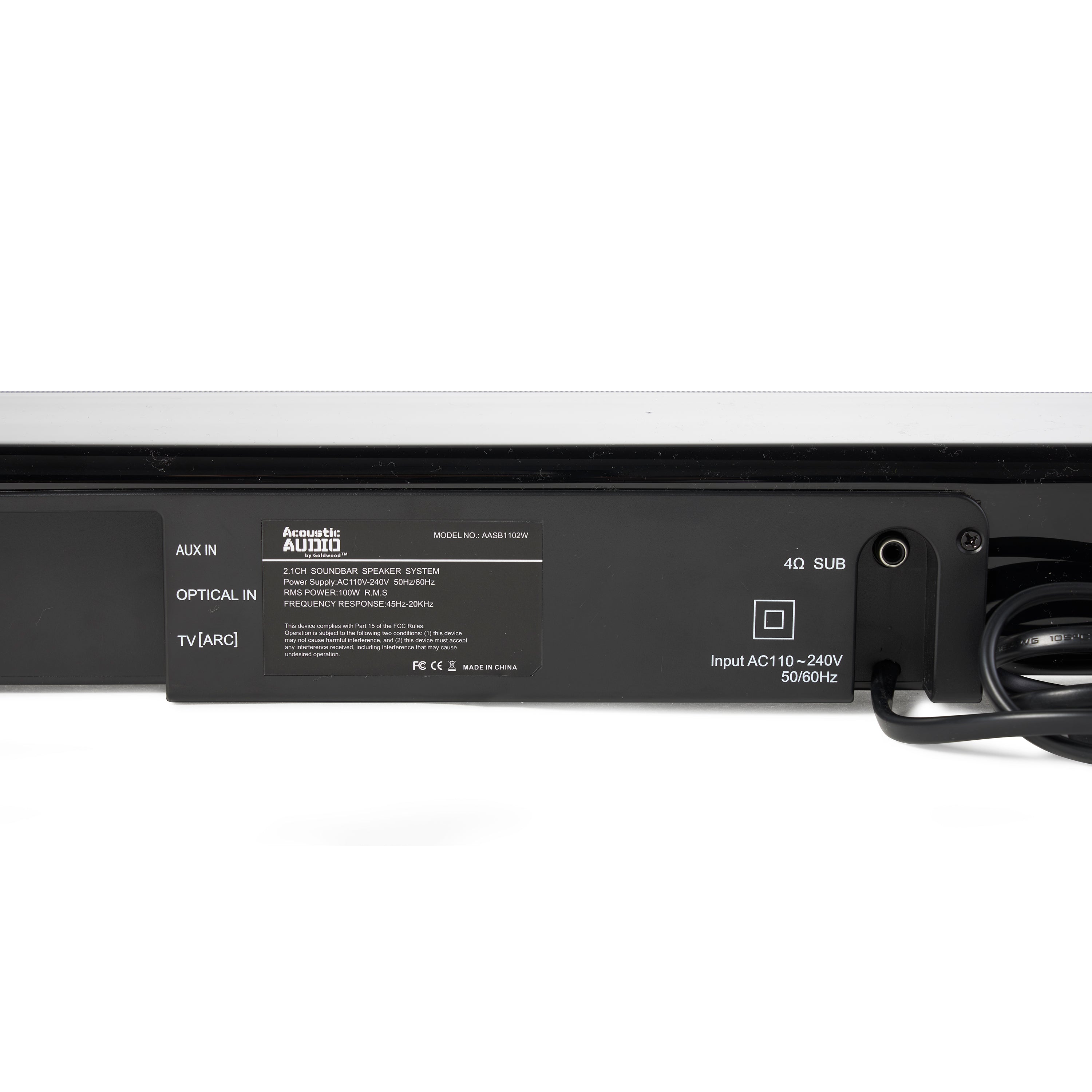 Acoustic Audio by Goldwood 2.1 Channel Sound Bar with Wired Subwoofer, Black - VMInnovations
