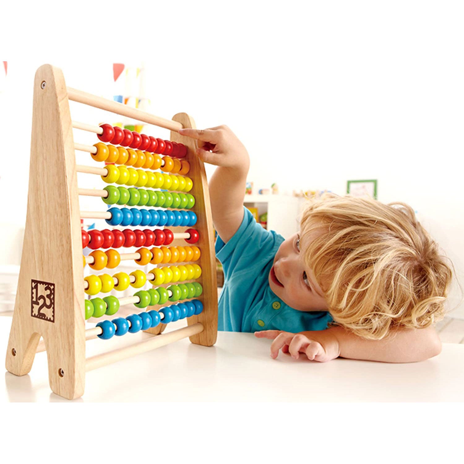 Hape Colorful Rainbow Wooden Counting Bead Abacus for Ages 3 and Up (Used)