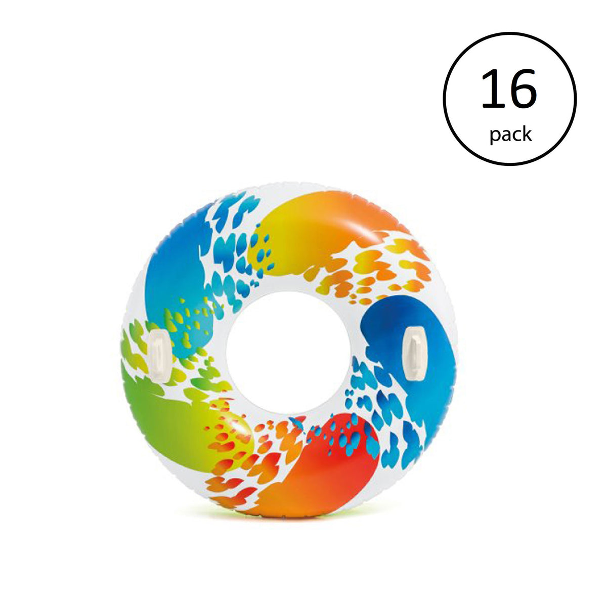 Intex Inflatable 47" Color Whirl Tube Swimming Pool Raft with Handles (16 Pack)