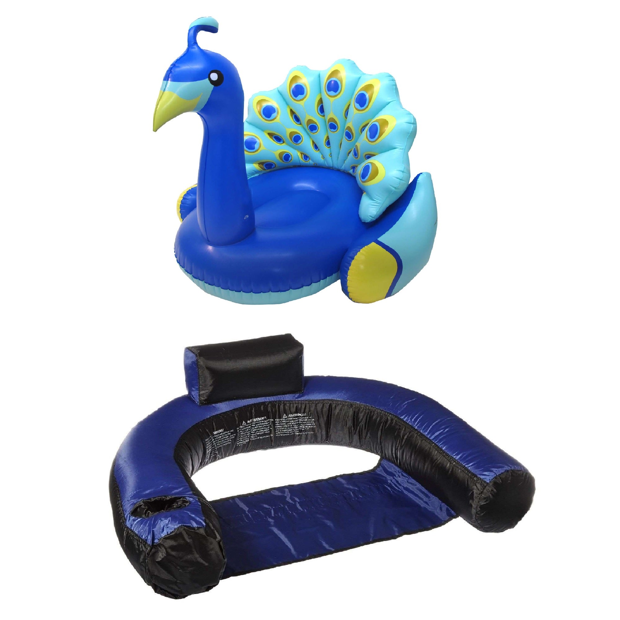 Swimline Peacock Giant Pool Float Covered Swimming Pool U-Seat Chair Float