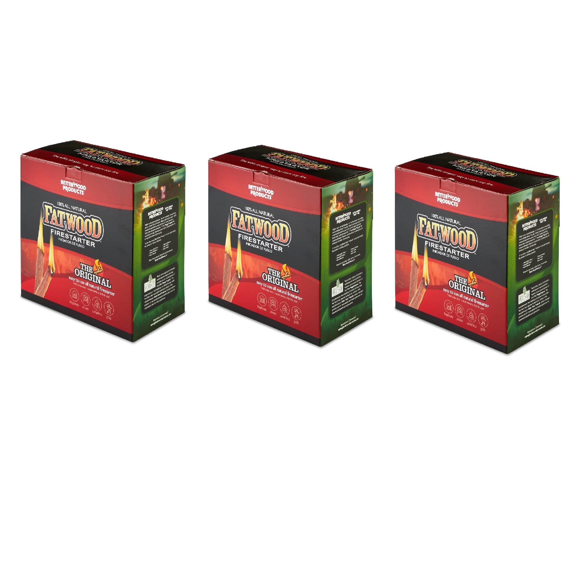 Better Wood Products 9987 Fatwood Natural Pine 5 Pound Wood Firestarter (3 Pack) - VMInnovations