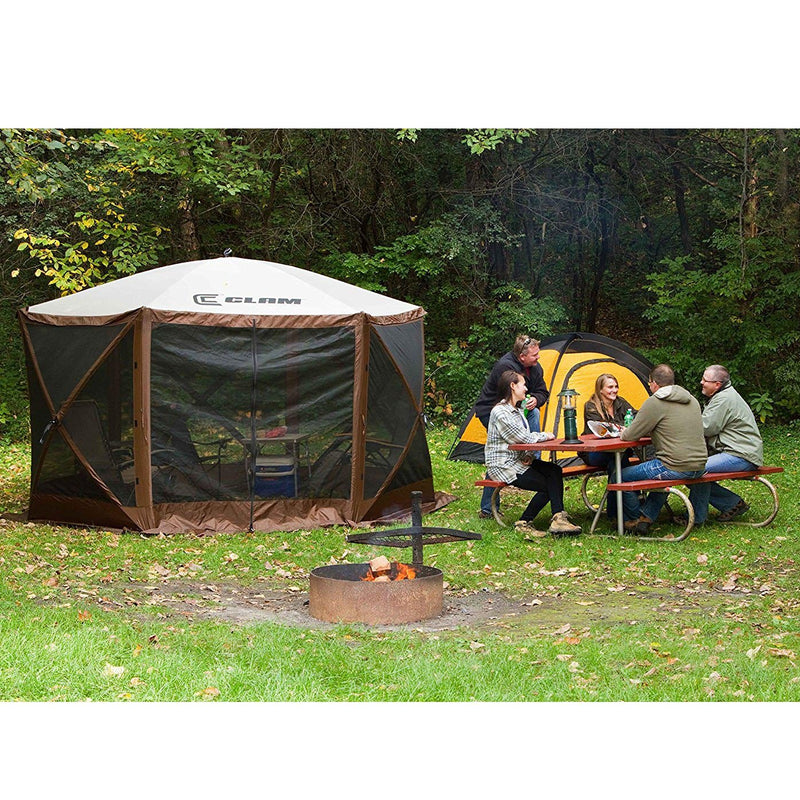 Clam Quick Set Pop Up Camping Gazebo Canopy Screen Shelter, Brown(Used) (2 Pack)