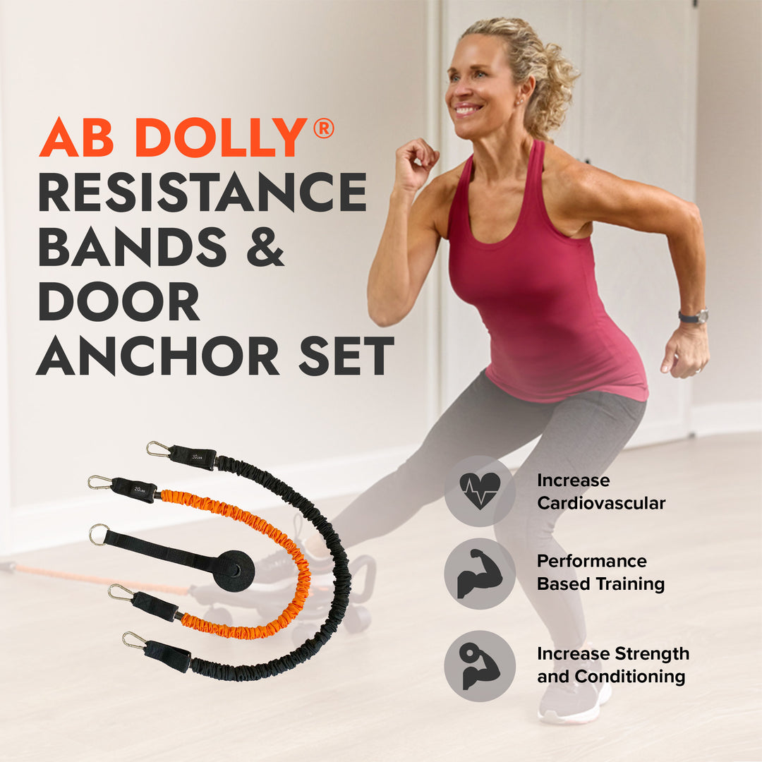 AB Dolly Resistance Bands & Door Anchor Full Body Workout Set for AB Dolly Plus - VMInnovations