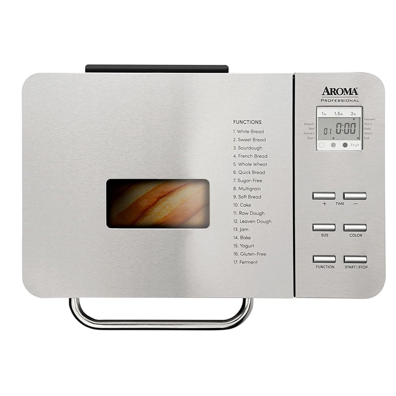 Aroma Housewares Stainless Steel 2 Pound Digital Bread Maker, Silver (Open Box)
