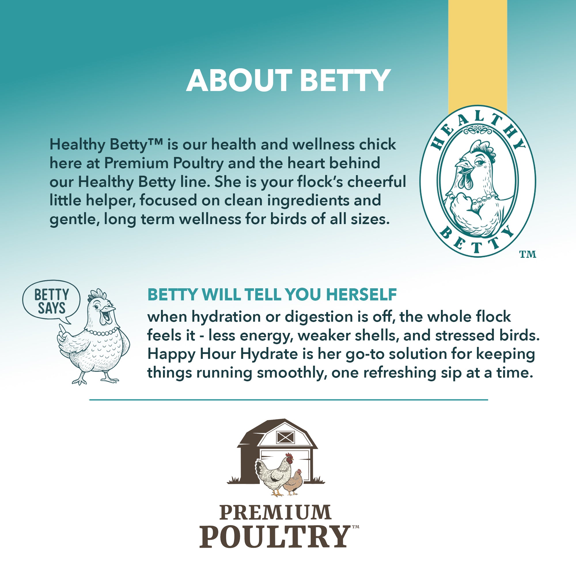 Premium Poultry Happy Hour Hydrate, Electrolytes & Probiotics for Chickens, 16oz
