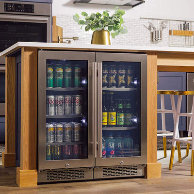 Avallon 15" 86 Can Free Standing Beverage Fridge Cooler, Stainless Steel (Used)