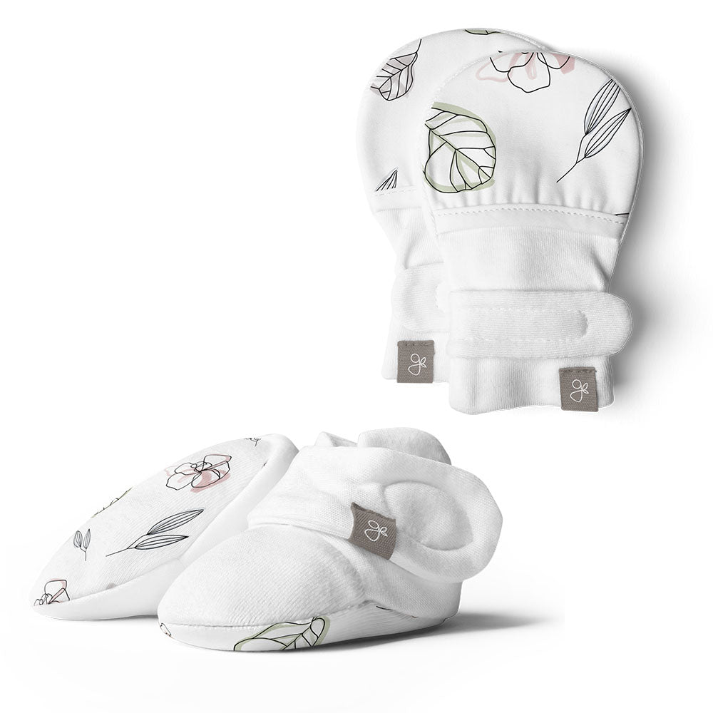 Goumikids 0-3M Soft Organic Stay On Baby Mitt and Bootie Newborn Bundle, 2 Pack - VMInnovations