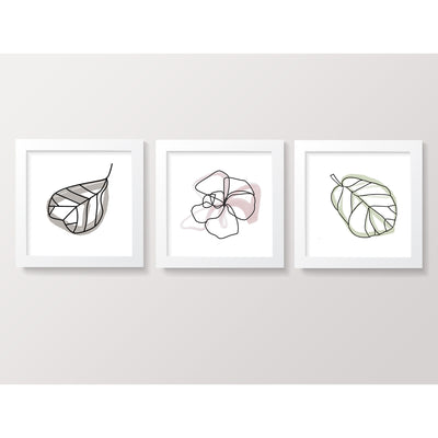 Goumikids 3 Pc Framed Decor Baby Nursery Bedroom Wall Art Set, Abstract Floral