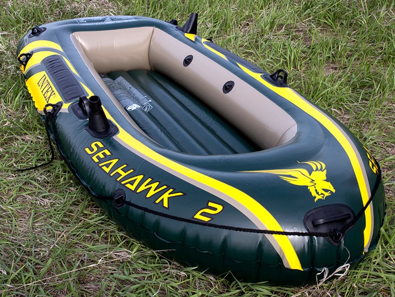 Intex Seahawk 2 Inflatable 2 Person Floating Boat Raft Set with Pump (3 Pack)