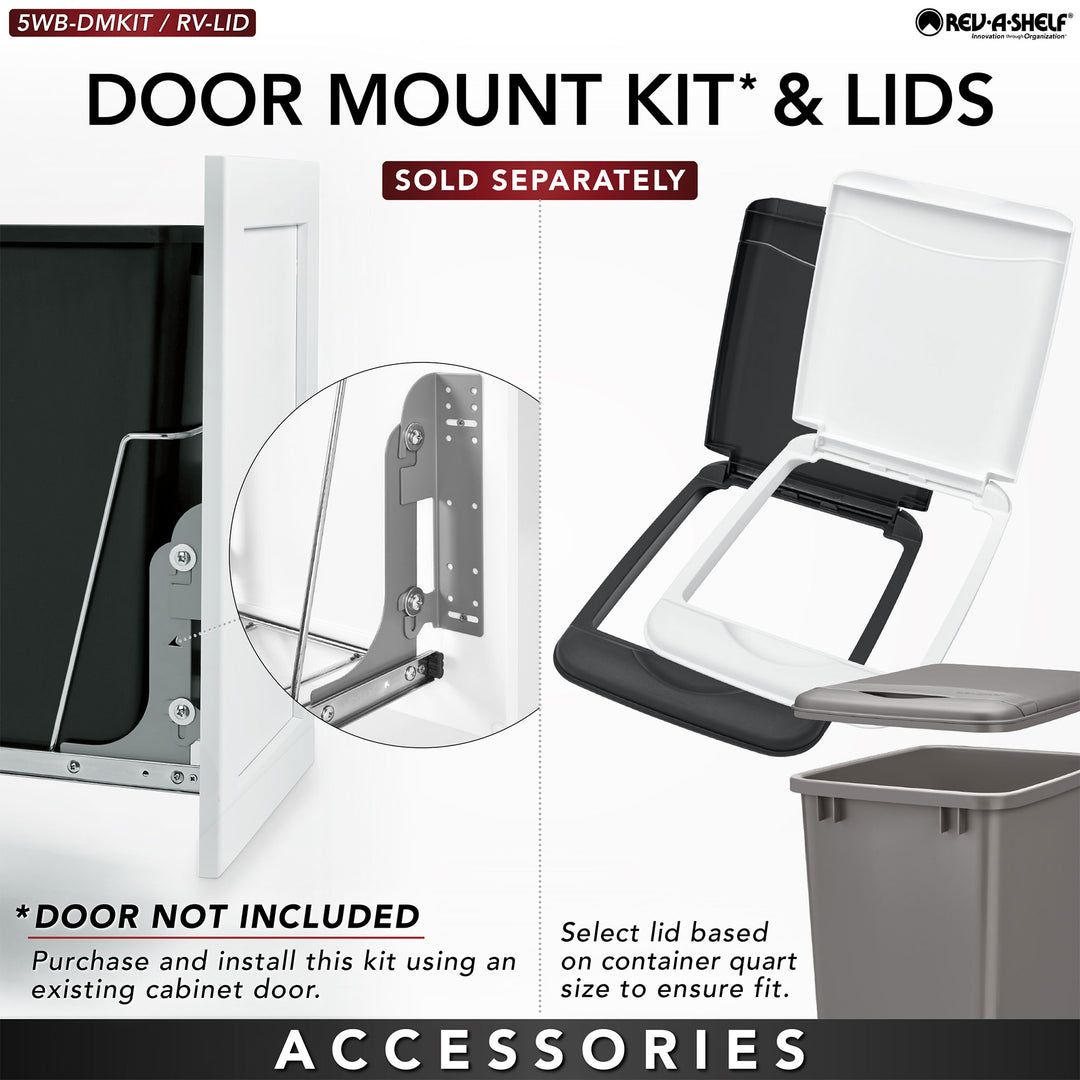 Rev-A-Shelf Double Pullout Trash Can 27 qt. for Kitchen, Black, RV-15KD-18C S