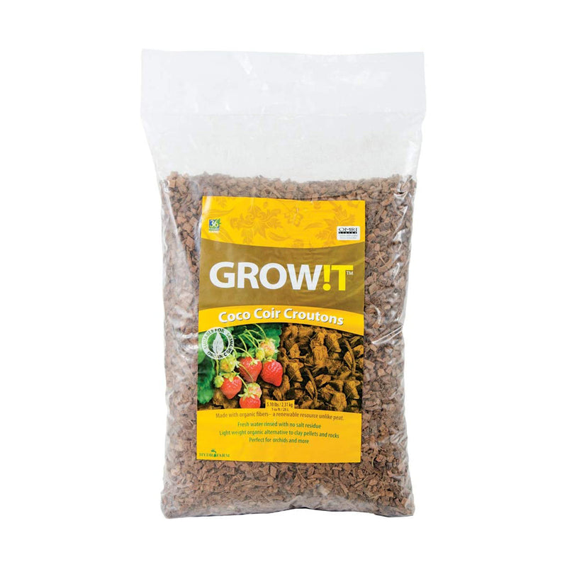 Hydrofarm GROW!T AD113000 Organic Chips Coconut Coir Croutons, 28 Liter Bag