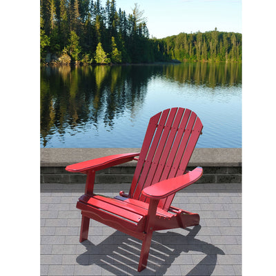 Northbeam Outdoor Portable Foldable Wooden Deck Chair (2 Pack) with Table, Red - VMInnovations