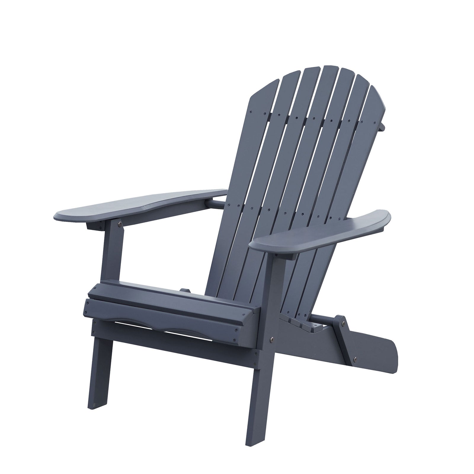 Merry Products Acacia Hardwood Flat Folding Adirondack Patio Chair, Gray - VMInnovations