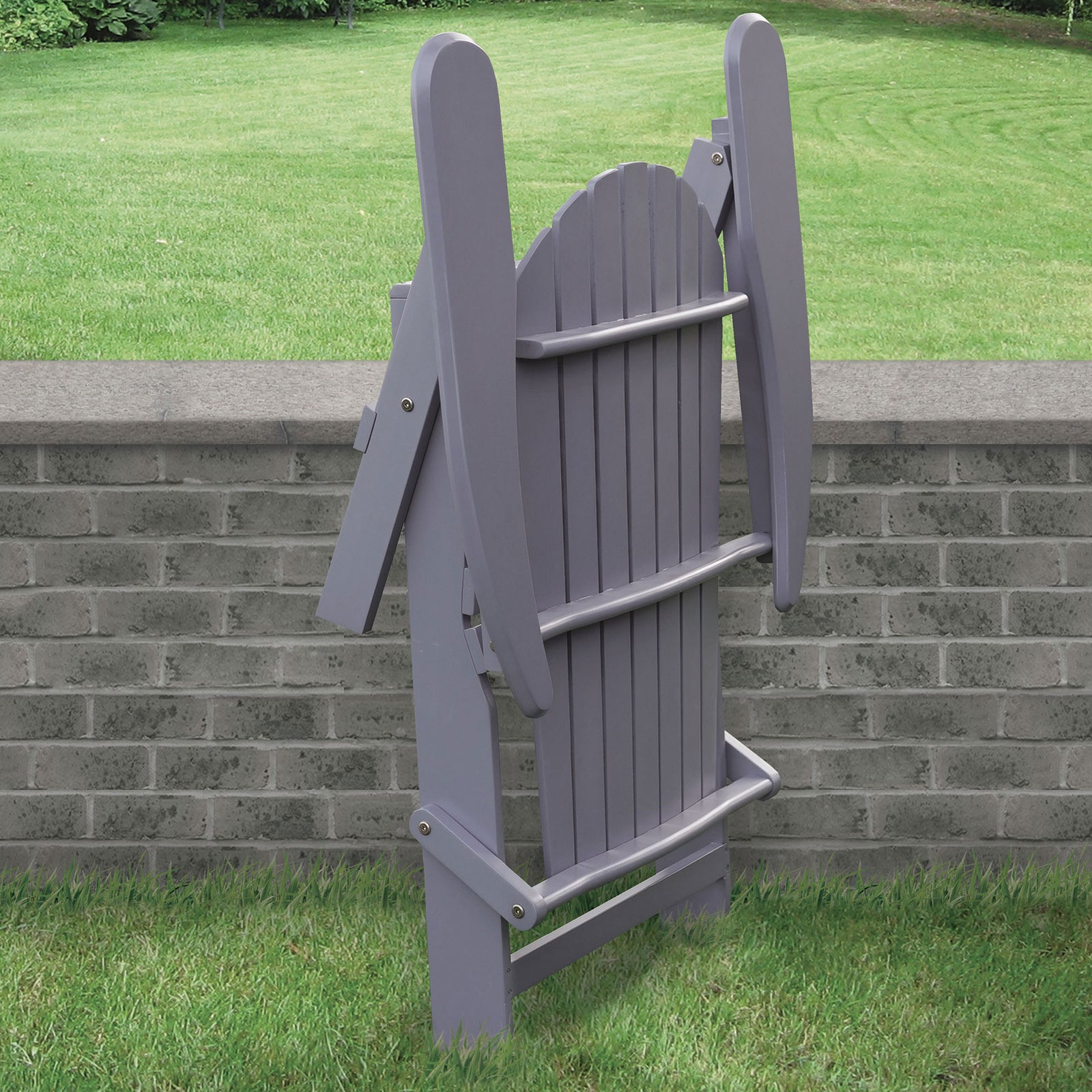 Merry Products Acacia Hardwood Flat Folding Adirondack Patio Chair (Open Box) - VMInnovations