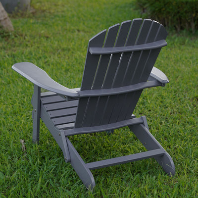 Merry Products Acacia Hardwood Flat Folding Adirondack Patio Chair, Gray (Used)