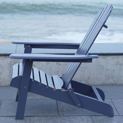Merry Products Acacia Hardwood Flat Folding Adirondack Patio Chair (Open Box) - VMInnovations