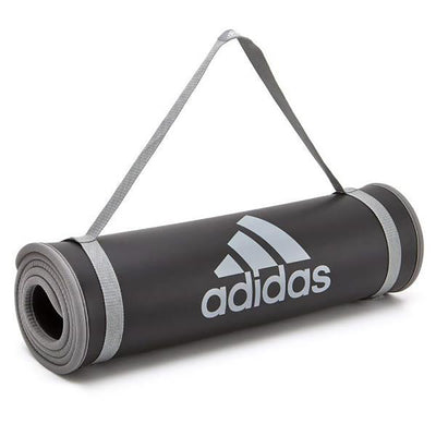 Adidas Training Mat Cushioned Exercise Yoga Mat with Carry Strap, Gray(Open Box)
