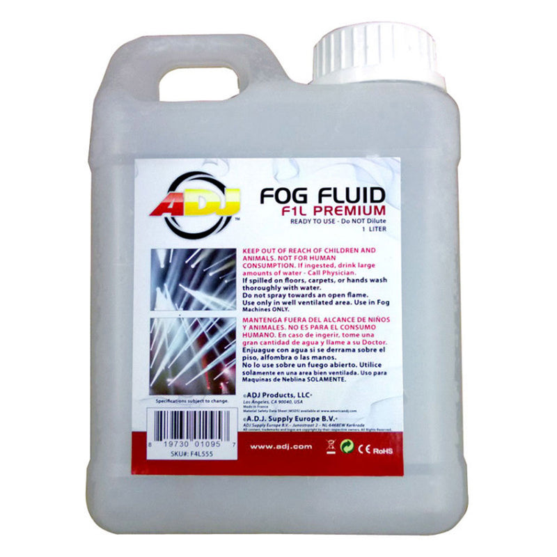 ADJ Products F1L Premium 1 Liter Water Based DJ Fog Machine Fog Fluid (4 Pack)