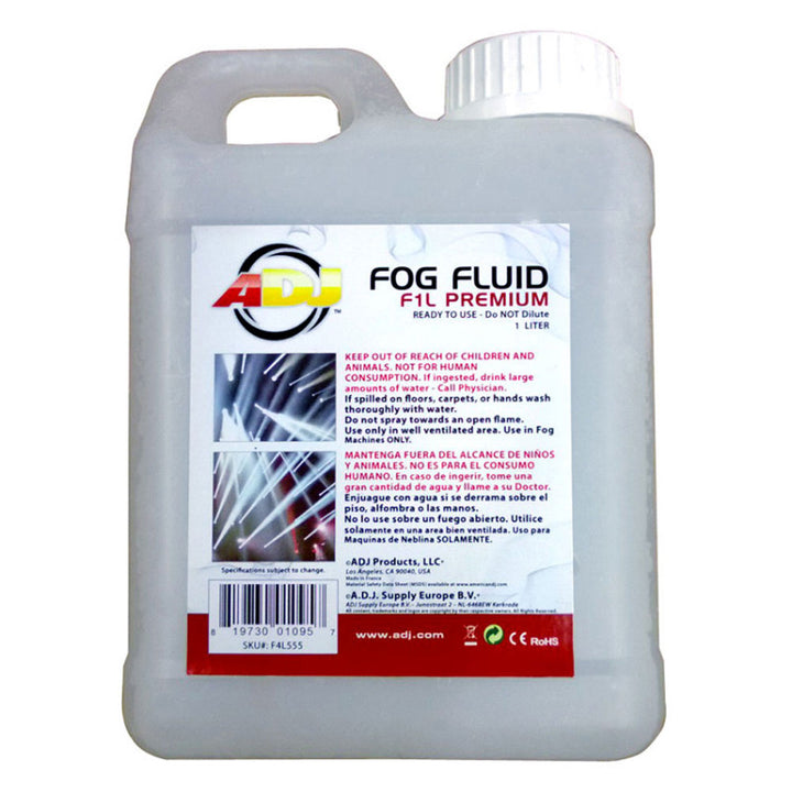 ADJ Products F1L Premium 1 Liter Water Based DJ Fog Machine Fog Fluid (2 Pack) - VMInnovations