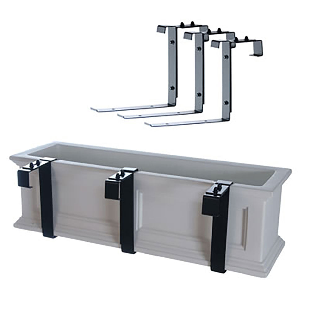 Mayne Deck Rail Porch 3 Piece Bracket for Window Box Planter, Black (Open Box)