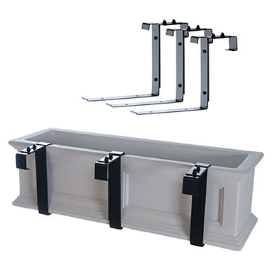 Mayne Deck Rail Porch 3 Piece Bracket for Window Box Planter, Black (Open Box)