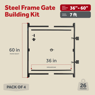 Adjust-A-Gate Steel Frame Gate Kit, 36"-60" Wide Opening Up To 7' High (4 Pack)