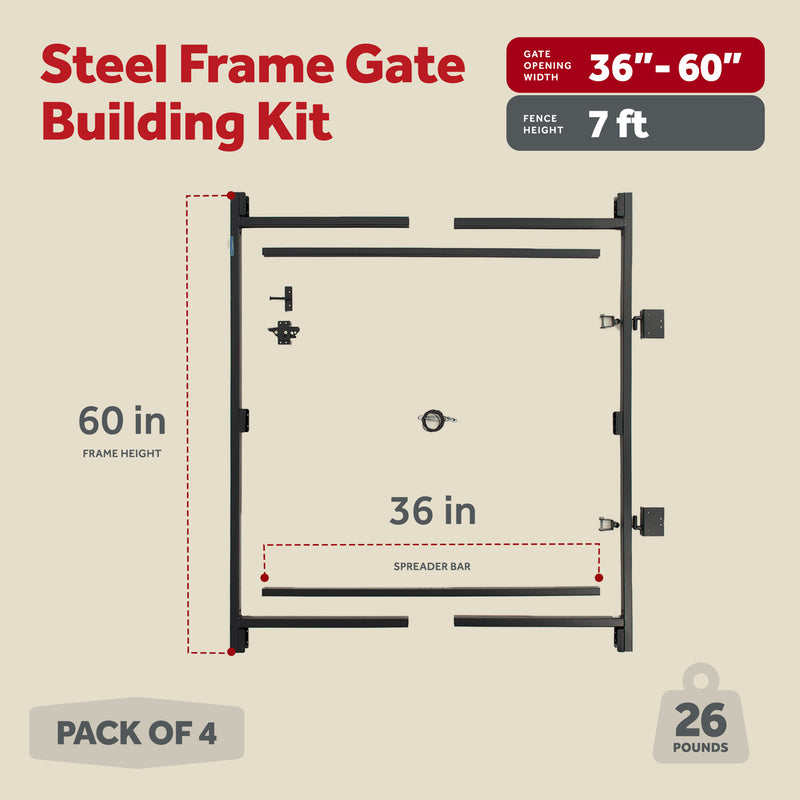 Adjust-A-Gate Steel Frame Gate Kit, 36"-60" Wide Opening Up To 7&