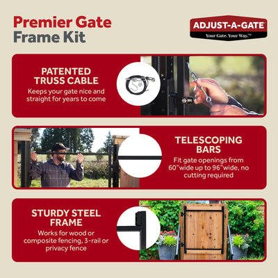 Adjust-A-Gate Steel Frame Gate Kit, 36"-60" Wide Opening Up To 7' High (4 Pack)