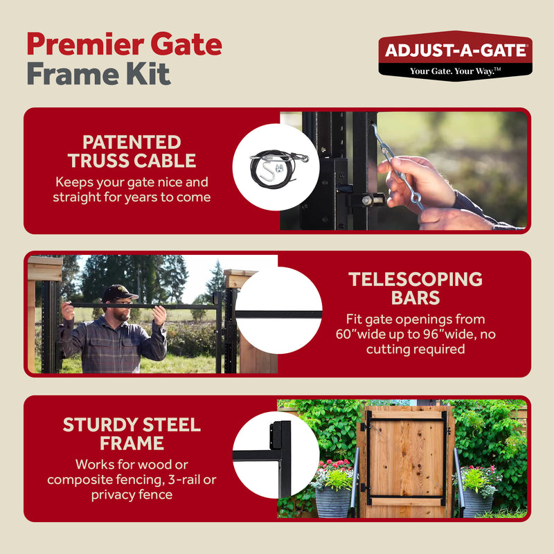 Adjust-A-Gate Steel Frame Gate Kit, 36"-60" Wide Opening Up To 7&