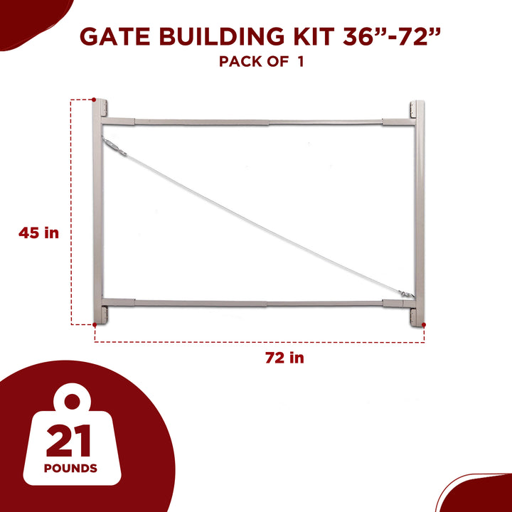 Adjust-A-Gate Steel Frame Gate Building Kit, 36"-72" Wide Opening Up To 6' High