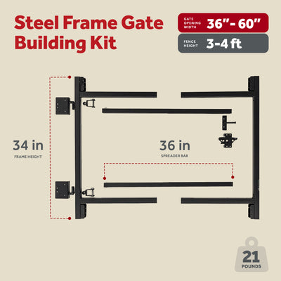 Adjust-A-Gate Steel Frame Gate Kit, 36"-60" Wide Opening Up To 4' High(Open Box)
