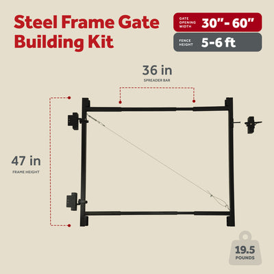 Adjust-A-Gate Steel Frame Gate Kit, 36"-60" Wide Opening Up To 5' High(Open Box)