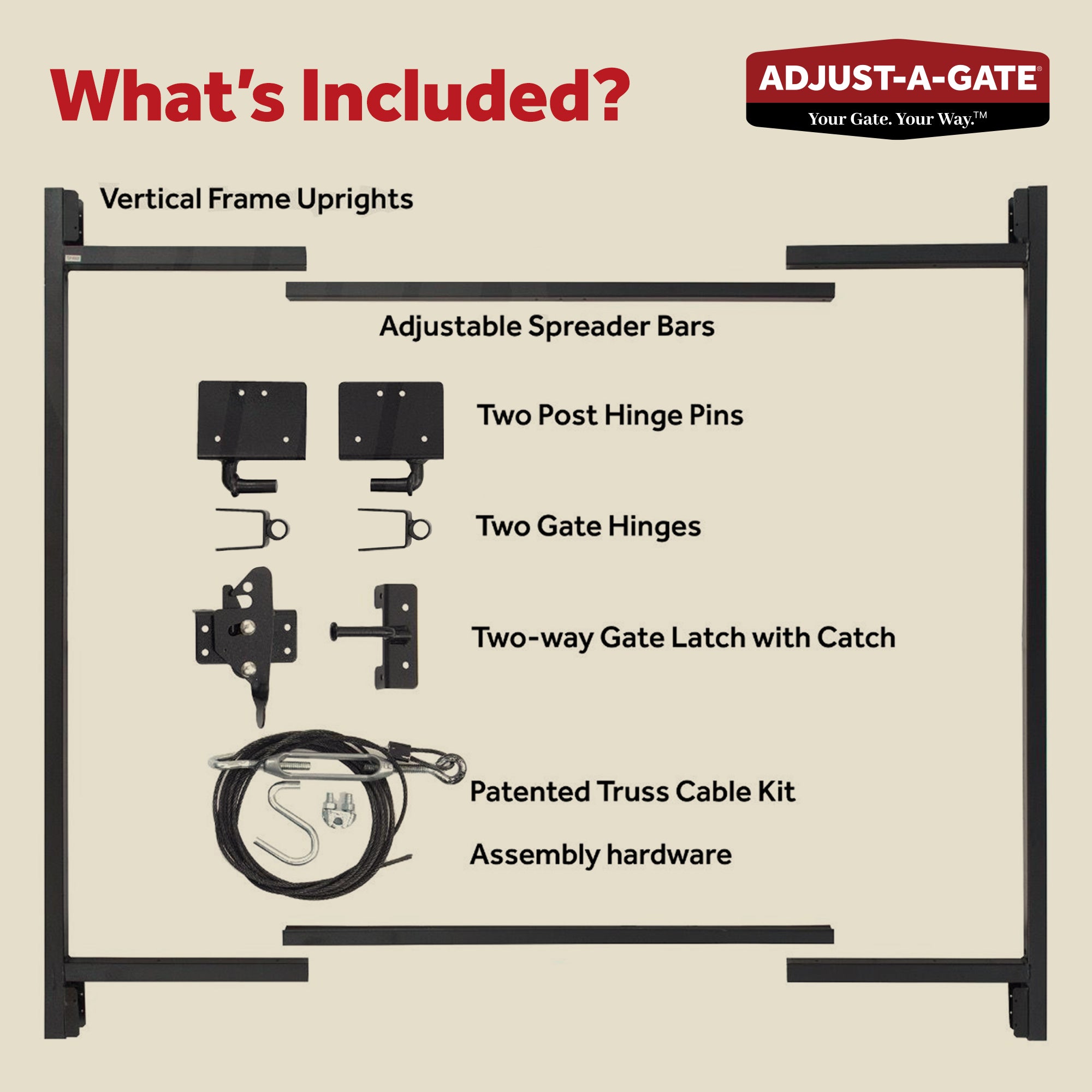 Adjust-A-Gate Steel Frame Gate Kit, 36"-60" Wide Opening Up To 4' High (3 Pack)