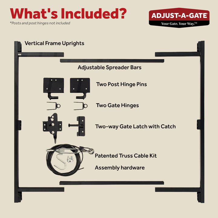 Adjust-A-Gate Gate Building Kit, 36"-60" Wide Opening Up To 7' High (Open Box)