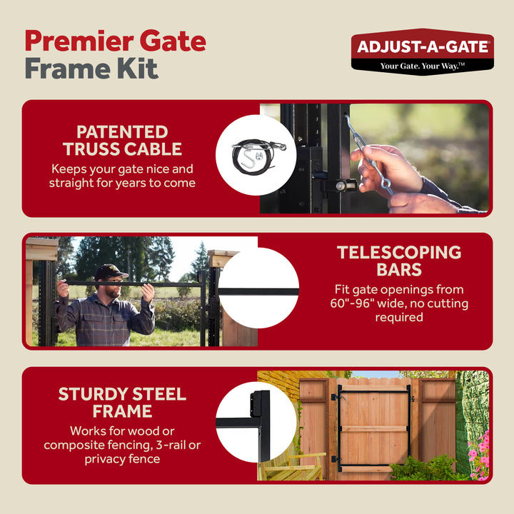 Adjust-A-Gate Gate Building Kit, 60"-96" Wide Opening Up To 6' High (Open Box)