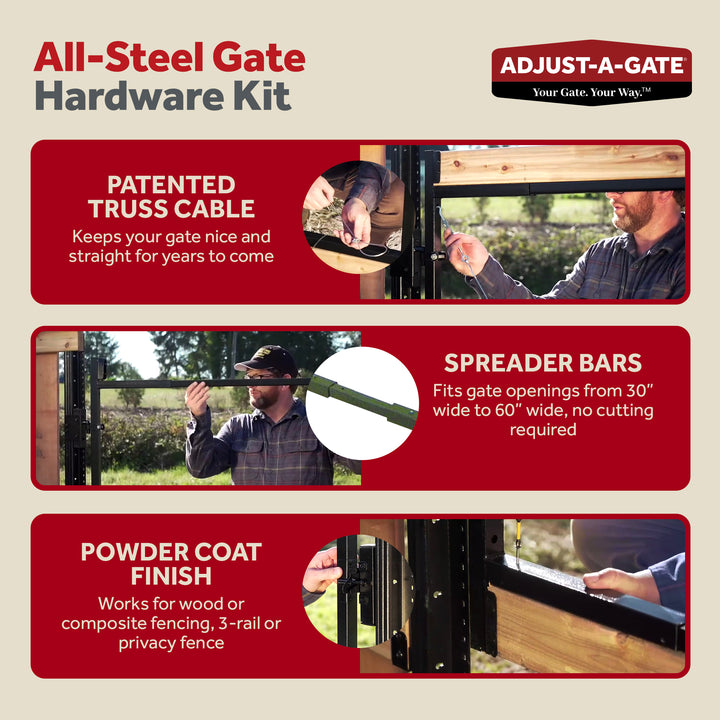 Adjust-A-Gate Gate Building Kit, 36"-60" Wide Opening Up To 7' High (Open Box)