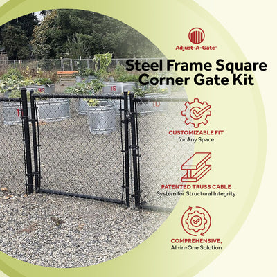 Adjust-A-Gate Fit-Right Adjustable Steel Frame Corner Gate Kit, Black (Used)