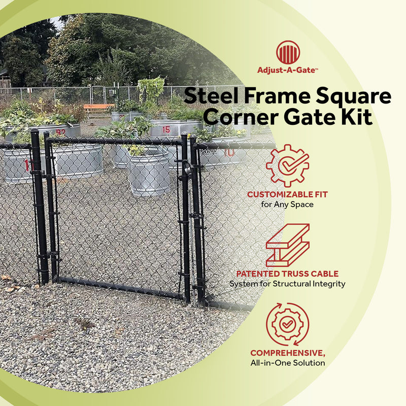 Adjust-A-Gate Fit-Right Adjustable Steel Square Corner Gate Kit, Black(Open Box)