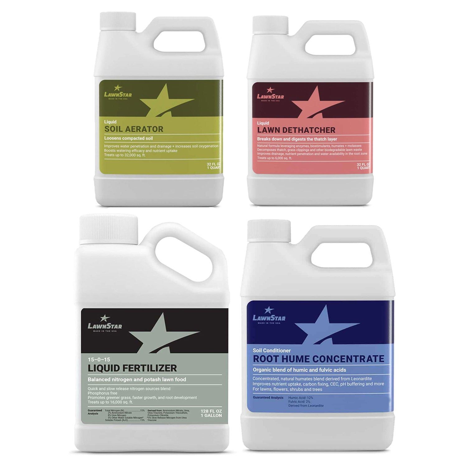 LawnStar Soil Aerator, Lawn Dethatcher, Phosphorus Free Fertilizer, & Root Hume - VMInnovations