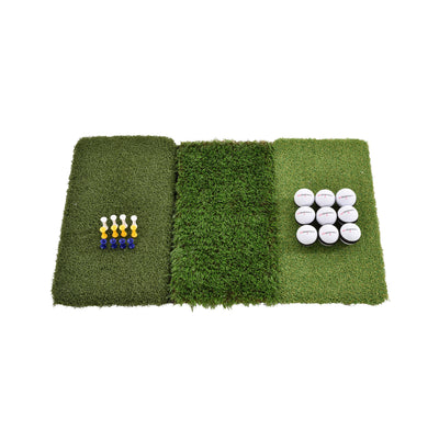 Rukket Sports Tri-Turf Golf Portable Hitting Practice Turf Mat with Tees & Balls