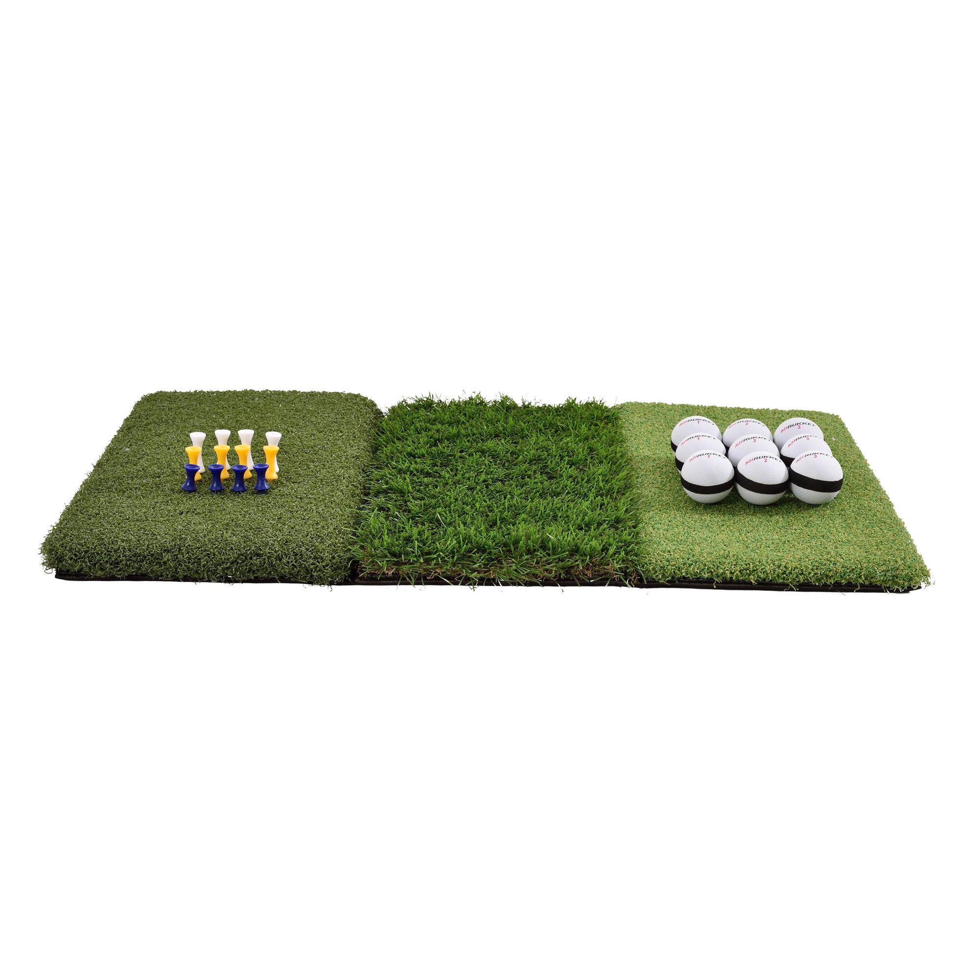 Rukket Sports Tri-Turf Golf Portable Hitting Practice Turf Mat with Tees & Balls