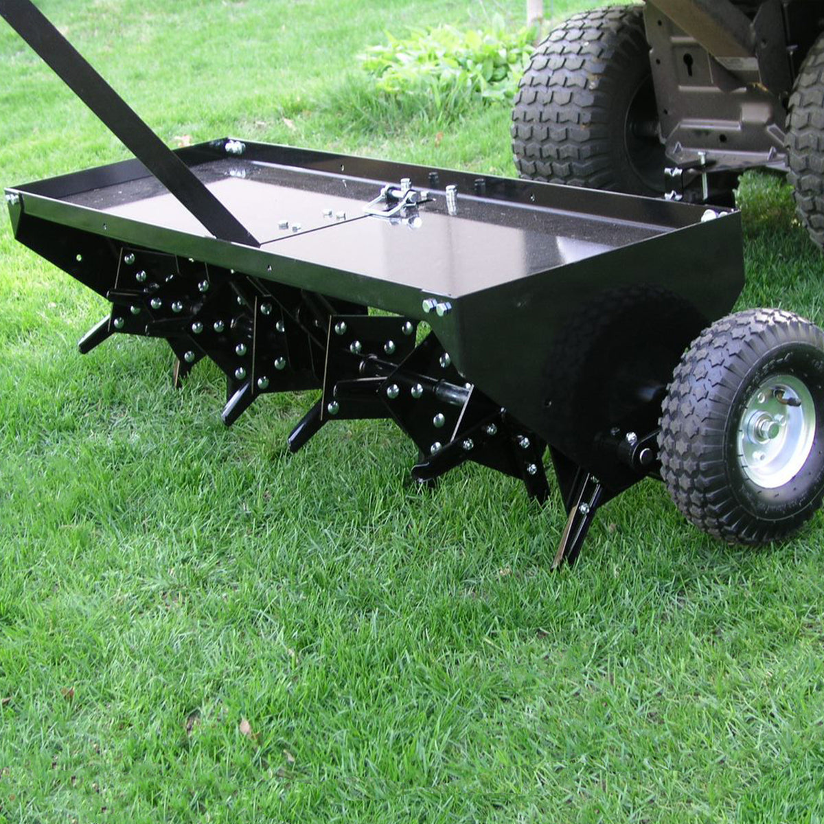Yard Tuff 48in Tow Behind Mower Tractor Plug Aerator, Universal Hitch(For Parts)
