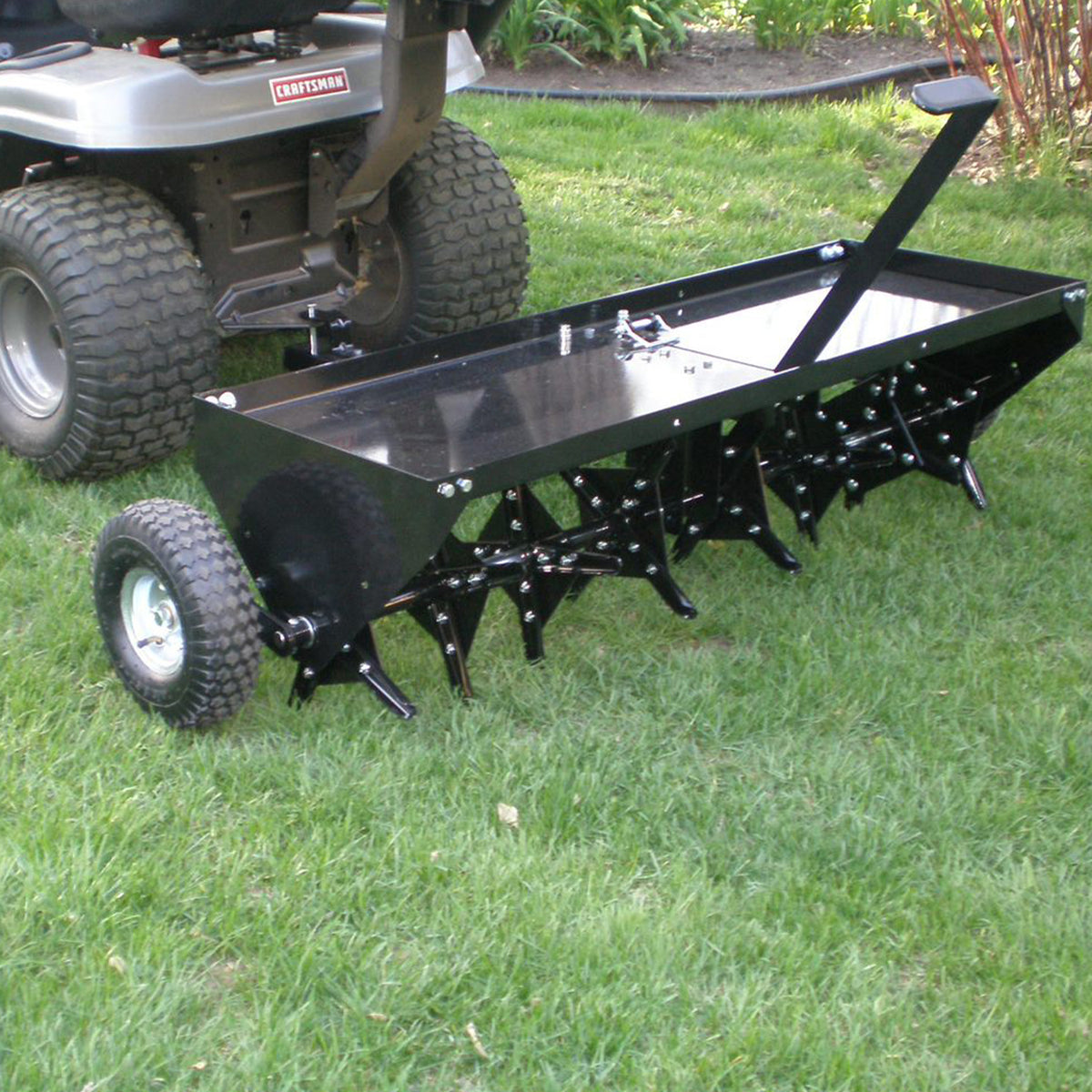 Yard Tuff 48in Tow Behind Mower Tractor Plug Aerator, Universal Hitch(For Parts)