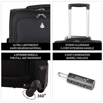 Aerolite Maximum Allowance Airline Approved Carryon Suitcase, Black (Open Box)