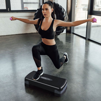 HolaHatha Aerobic Step Platform Fitness Equipment w/ Adjustable Height (Used) - VMInnovations