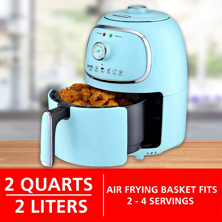 Brentwood 2 Qt Small Air Fryer w/ Timer & Temperature Control, Blue (Open Box)