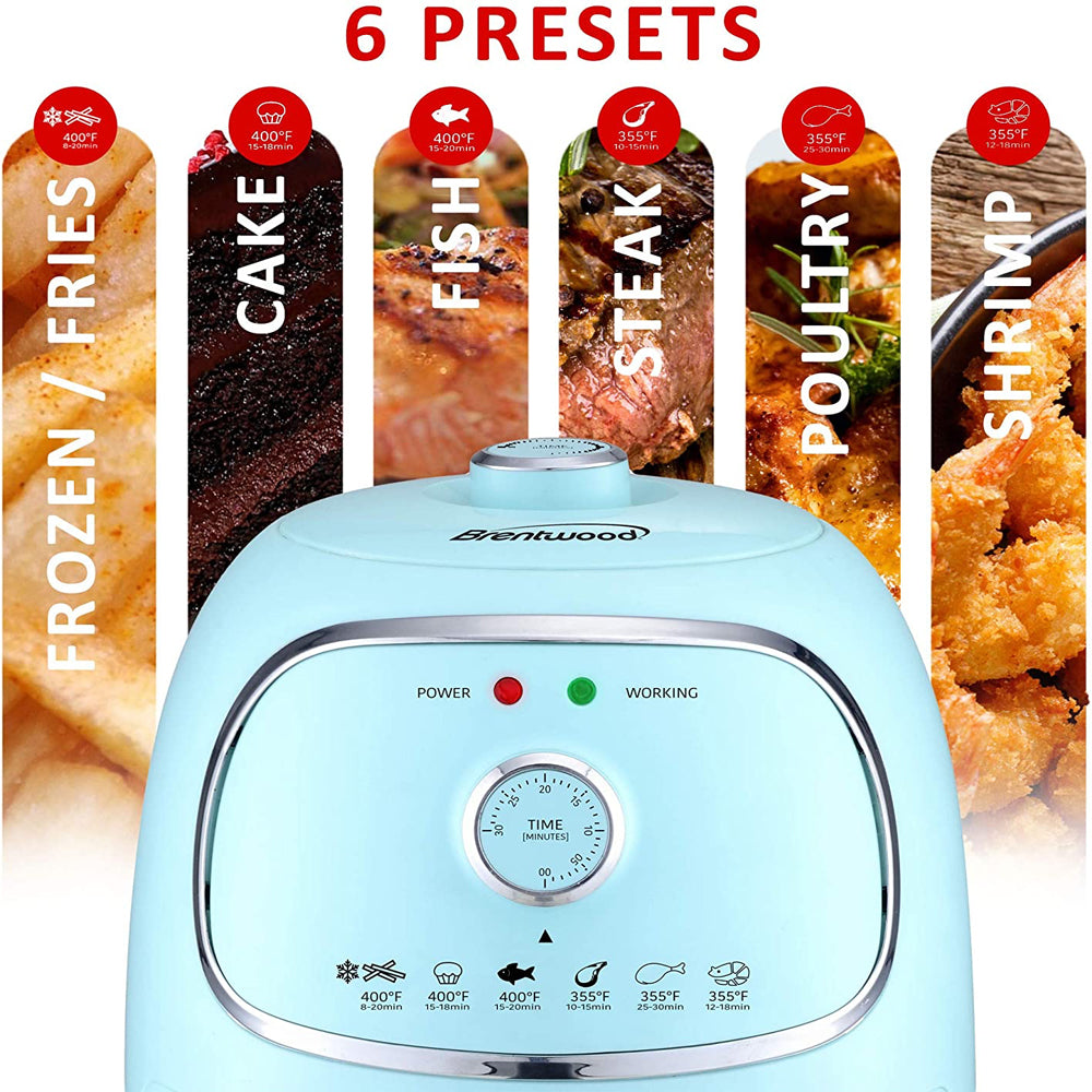 Brentwood 2 Qt Small Air Fryer w/ Timer & Temperature Control, Blue (Open Box) - VMInnovations