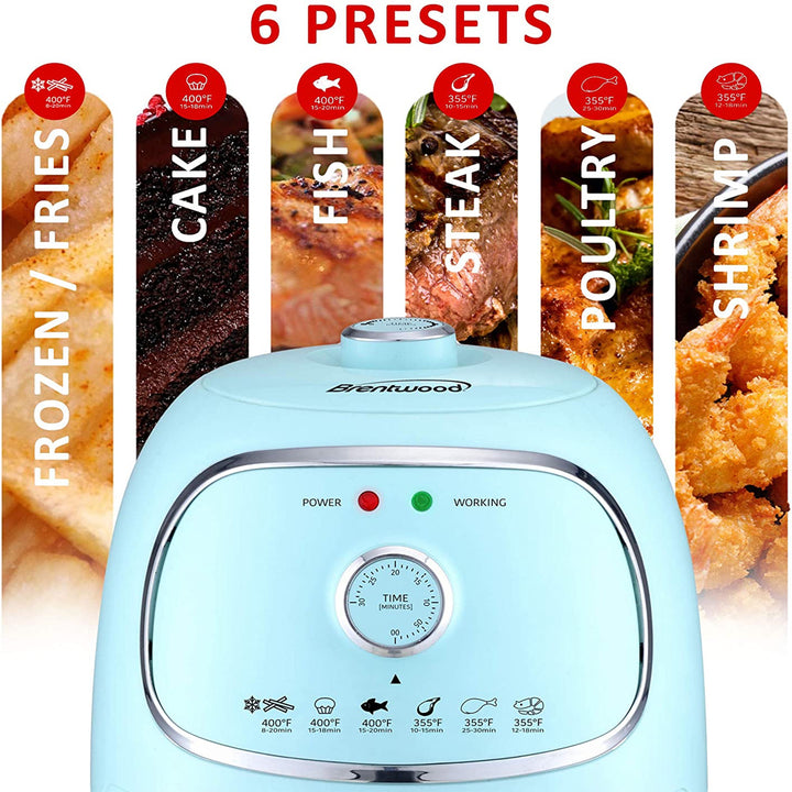 Brentwood 2 Qt Small Air Fryer w/ Timer & Temperature Control, Blue (Open Box)